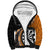 Personalised New Zealand Darts Sherpa Hoodie Koru Tribal Tattoo and Silver Fern Maori Pattern Orange Color