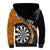 Personalised New Zealand Darts Sherpa Hoodie Koru Tribal Tattoo and Silver Fern Maori Pattern Orange Color