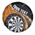 Personalised New Zealand Darts Spare Tire Cover Koru Tribal Tattoo and Silver Fern Maori Pattern Orange Color