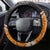 New Zealand Darts Steering Wheel Cover Koru Tribal Tattoo and Silver Fern Maori Pattern Orange Color