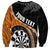 Personalised New Zealand Darts Sweatshirt Koru Tribal Tattoo and Silver Fern Maori Pattern Orange Color