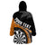 Personalised New Zealand Darts Wearable Blanket Hoodie Koru Tribal Tattoo and Silver Fern Maori Pattern Orange Color