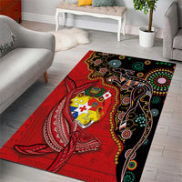 Tonga Ngatu and Australia Together Area Rug Polynesian Humpback Whale and Aboriginal Kangaroo LT03 - Polynesian Pride