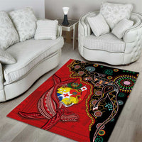 Tonga Ngatu and Australia Together Area Rug Polynesian Humpback Whale and Aboriginal Kangaroo LT03 - Polynesian Pride