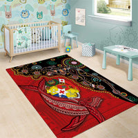 Tonga Ngatu and Australia Together Area Rug Polynesian Humpback Whale and Aboriginal Kangaroo LT03 - Polynesian Pride