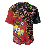 Tonga Ngatu and Australia Together Baseball Jersey Polynesian Humpback Whale and Aboriginal Kangaroo LT03 - Polynesian Pride