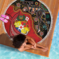 Tonga Ngatu and Australia Together Beach Blanket Polynesian Humpback Whale and Aboriginal Kangaroo LT03 - Polynesian Pride