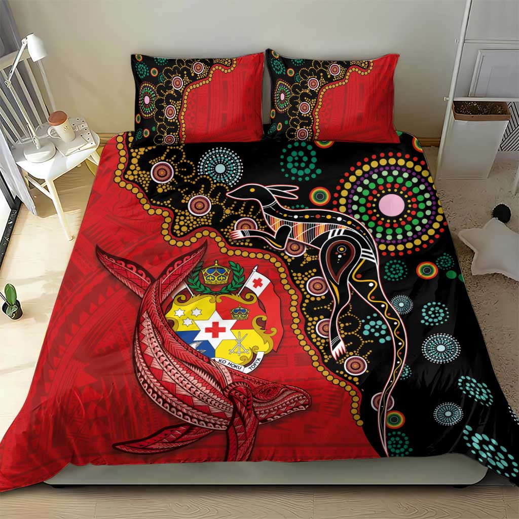 Tonga Ngatu and Australia Together Bedding Set Polynesian Humpback Whale and Aboriginal Kangaroo LT03 - Polynesian Pride