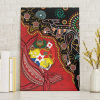 Tonga Ngatu and Australia Together Canvas Wall Art Polynesian Humpback Whale and Aboriginal Kangaroo LT03 Without Frame Red - Polynesian Pride