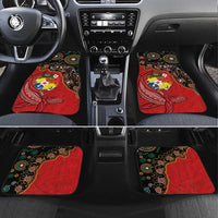 Tonga Ngatu and Australia Together Car Mats Polynesian Humpback Whale and Aboriginal Kangaroo LT03 Set 4pcs Red - Polynesian Pride