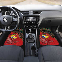 Tonga Ngatu and Australia Together Car Mats Polynesian Humpback Whale and Aboriginal Kangaroo LT03 Set 2pcs - Front Red - Polynesian Pride