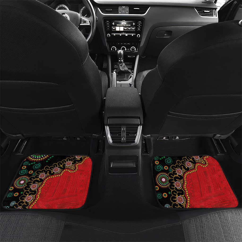 Tonga Ngatu and Australia Together Car Mats Polynesian Humpback Whale and Aboriginal Kangaroo LT03 Set 2pcs - Back Red - Polynesian Pride