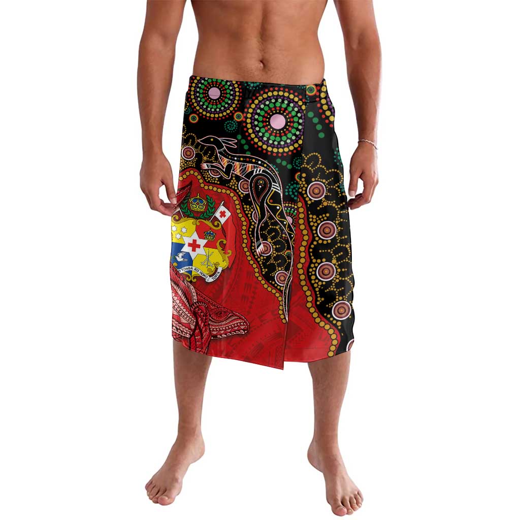 Tonga Ngatu and Australia Together Lavalava Polynesian Humpback Whale and Aboriginal Kangaroo LT03 Red - Polynesian Pride
