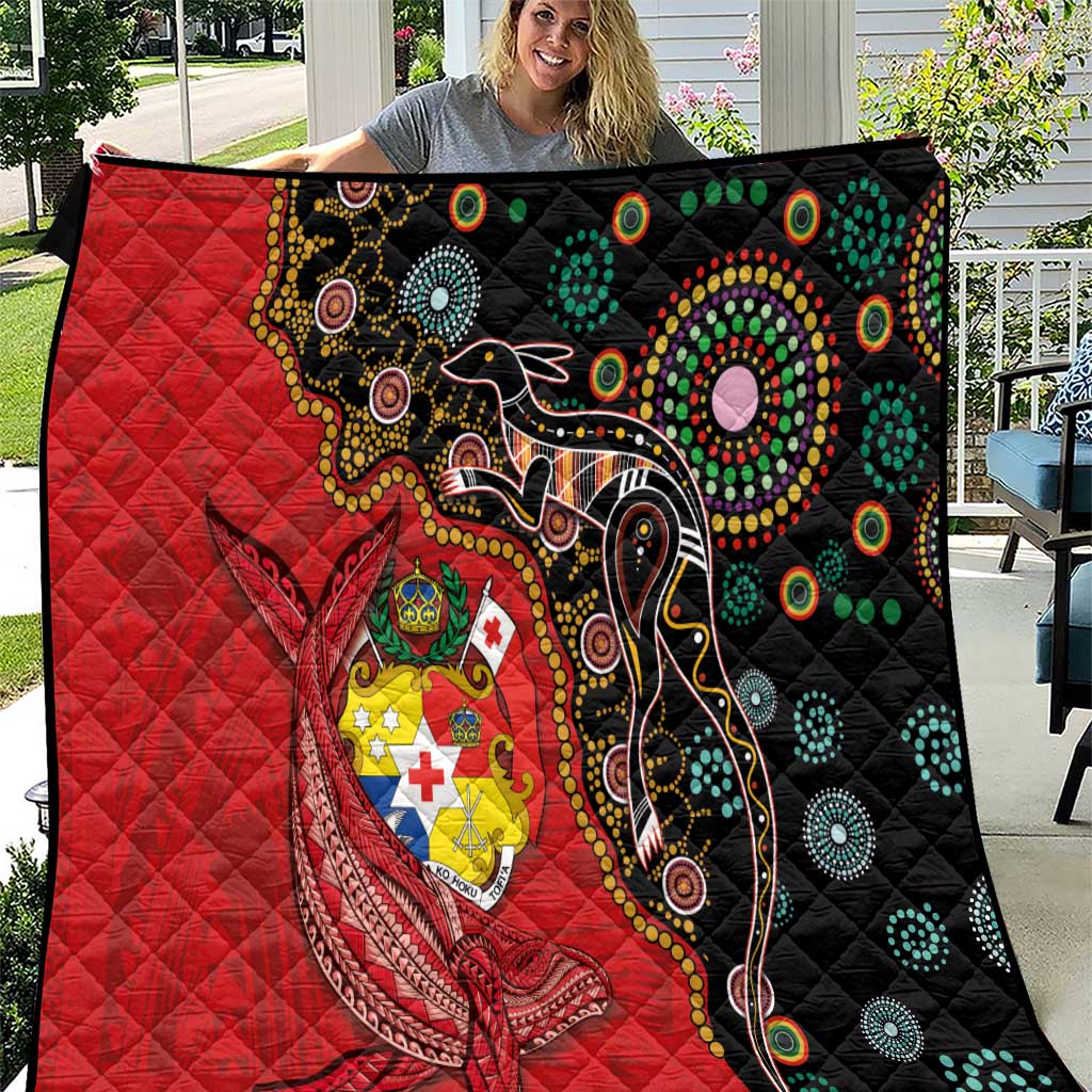 Tonga Ngatu and Australia Together Quilt Polynesian Humpback Whale and Aboriginal Kangaroo