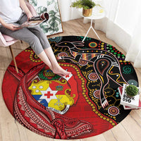 Tonga Ngatu and Australia Together Round Carpet Polynesian Humpback Whale and Aboriginal Kangaroo LT03 - Polynesian Pride
