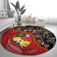 Tonga Ngatu and Australia Together Round Carpet Polynesian Humpback Whale and Aboriginal Kangaroo LT03 - Polynesian Pride