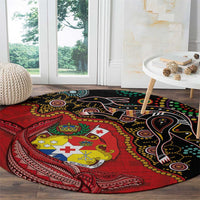 Tonga Ngatu and Australia Together Round Carpet Polynesian Humpback Whale and Aboriginal Kangaroo LT03 - Polynesian Pride