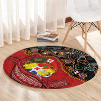 Tonga Ngatu and Australia Together Round Carpet Polynesian Humpback Whale and Aboriginal Kangaroo LT03 - Polynesian Pride