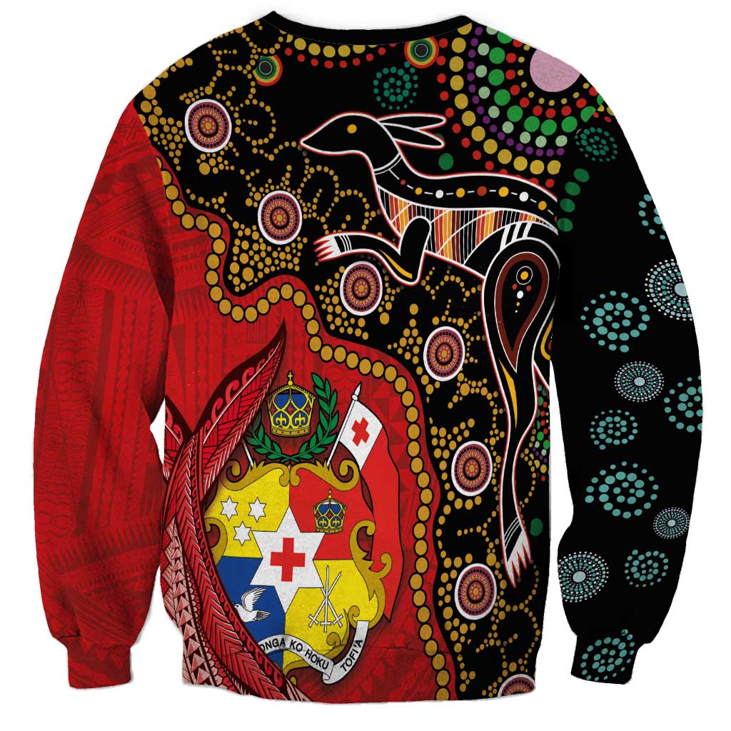 Tonga Ngatu and Australia Together Sweatshirt Polynesian Humpback Whale and Aboriginal Kangaroo LT03 - Polynesian Pride