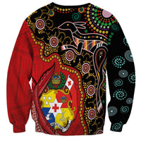 Tonga Ngatu and Australia Together Sweatshirt Polynesian Humpback Whale and Aboriginal Kangaroo LT03 - Polynesian Pride