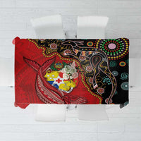 Tonga Ngatu and Australia Together Tablecloth Polynesian Humpback Whale and Aboriginal Kangaroo LT03 Red - Polynesian Pride