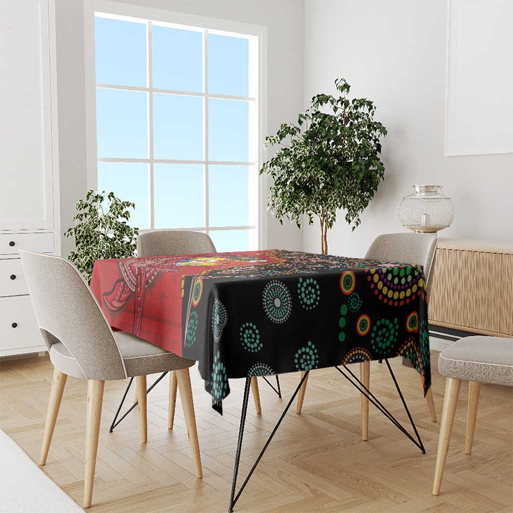 Tonga Ngatu and Australia Together Tablecloth Polynesian Humpback Whale and Aboriginal Kangaroo LT03 - Polynesian Pride