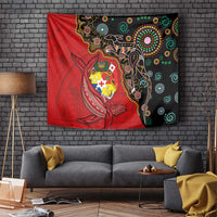 Tonga Ngatu and Australia Together Tapestry Polynesian Humpback Whale and Aboriginal Kangaroo LT03 - Polynesian Pride