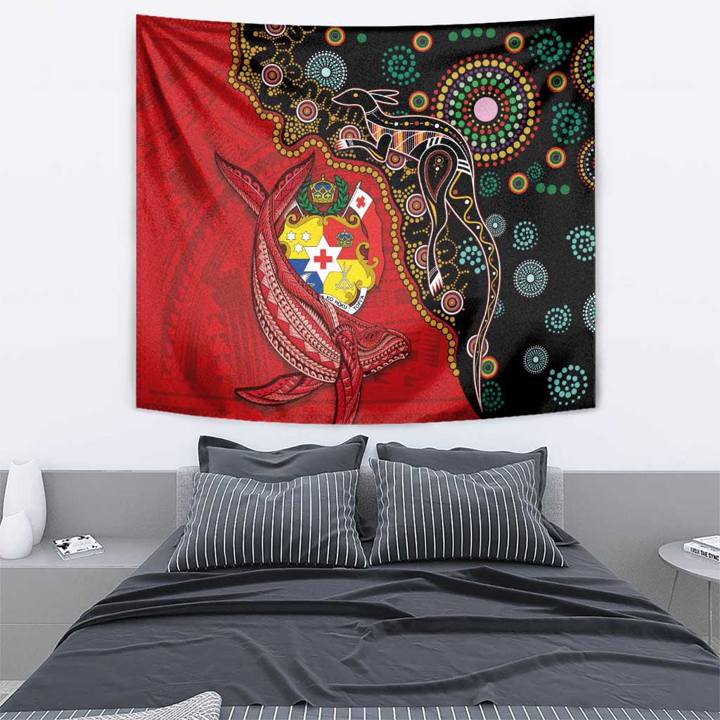 Tonga Ngatu and Australia Together Tapestry Polynesian Humpback Whale and Aboriginal Kangaroo LT03 - Polynesian Pride