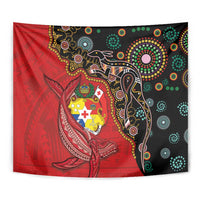 Tonga Ngatu and Australia Together Tapestry Polynesian Humpback Whale and Aboriginal Kangaroo LT03 - Polynesian Pride