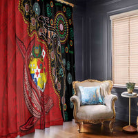 Tonga Ngatu and Australia Together Window Curtain Polynesian Humpback Whale and Aboriginal Kangaroo LT03 - Polynesian Pride