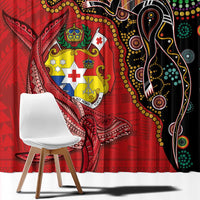 Tonga Ngatu and Australia Together Window Curtain Polynesian Humpback Whale and Aboriginal Kangaroo LT03 - Polynesian Pride