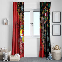 Tonga Ngatu and Australia Together Window Curtain Polynesian Humpback Whale and Aboriginal Kangaroo LT03 - Polynesian Pride