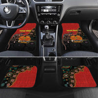 Personalised Papua New Guinea and Australia Together Car Mats Bird-of-paradise and Kangaroo with Aboriginal Pattern LT03 Set 4pcs Red - Polynesian Pride