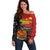 Personalised Papua New Guinea and Australia Together Off Shoulder Sweater Bird-of-paradise and Kangaroo with Aboriginal Pattern