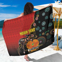 Personalised Papua New Guinea and Australia Together Sarong Bird-of-paradise and Kangaroo with Aboriginal Pattern LT03 One Size 44 x 66 inches Red - Polynesian Pride