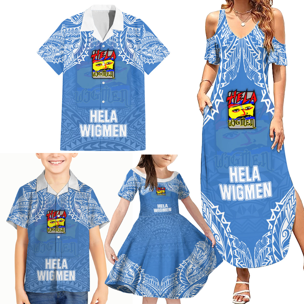 Hela Wigmen Rugby Family Matching Summer Maxi Dress and Hawaiian Shirt Papua New Guinea Polynesian Tattoo LT03 - Polynesian Pride