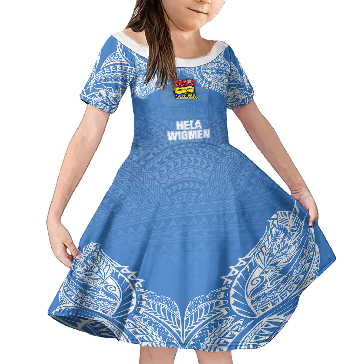Hela Wigmen Rugby Kid Short Sleeve Dress Papua New Guinea Polynesian Tattoo LT03 KID Blue - Polynesian Pride