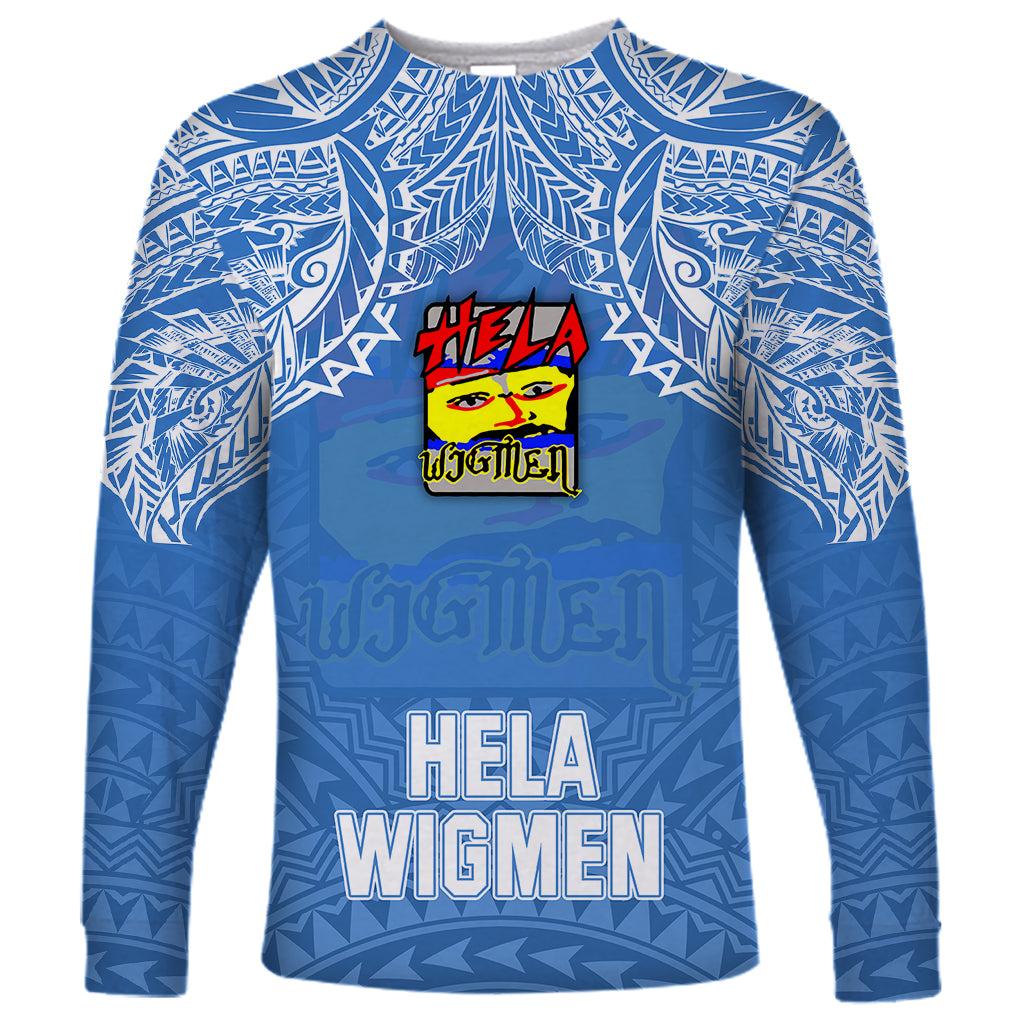 Hela Wigmen Rugby Long Sleeve Shirt Papua New Guinea Polynesian Tattoo LT03 Unisex Blue - Polynesian Pride