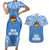 Custom Hela Wigmen Rugby Couples Matching Short Sleeve Bodycon Dress and Hawaiian Shirt Papua New Guinea Polynesian Tattoo LT03 Blue - Polynesian Pride