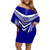 Kimbe Cutters Rugby Family Matching Off Shoulder Short Dress and Hawaiian Shirt Papua New Guinea Polynesian Tattoo Blue Version LT03 Mom's Dress Blue - Polynesian Pride