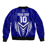 Custom Kimbe Cutters Rugby Bomber Jacket Papua New Guinea Polynesian Tattoo Blue Version LT03 - Polynesian Pride