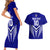 Custom Kimbe Cutters Rugby Couples Matching Short Sleeve Bodycon Dress and Hawaiian Shirt Papua New Guinea Polynesian Tattoo Blue Version LT03 - Polynesian Pride