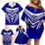 Custom Kimbe Cutters Rugby Family Matching Off Shoulder Short Dress and Hawaiian Shirt Papua New Guinea Polynesian Tattoo Blue Version LT03 - Polynesian Pride