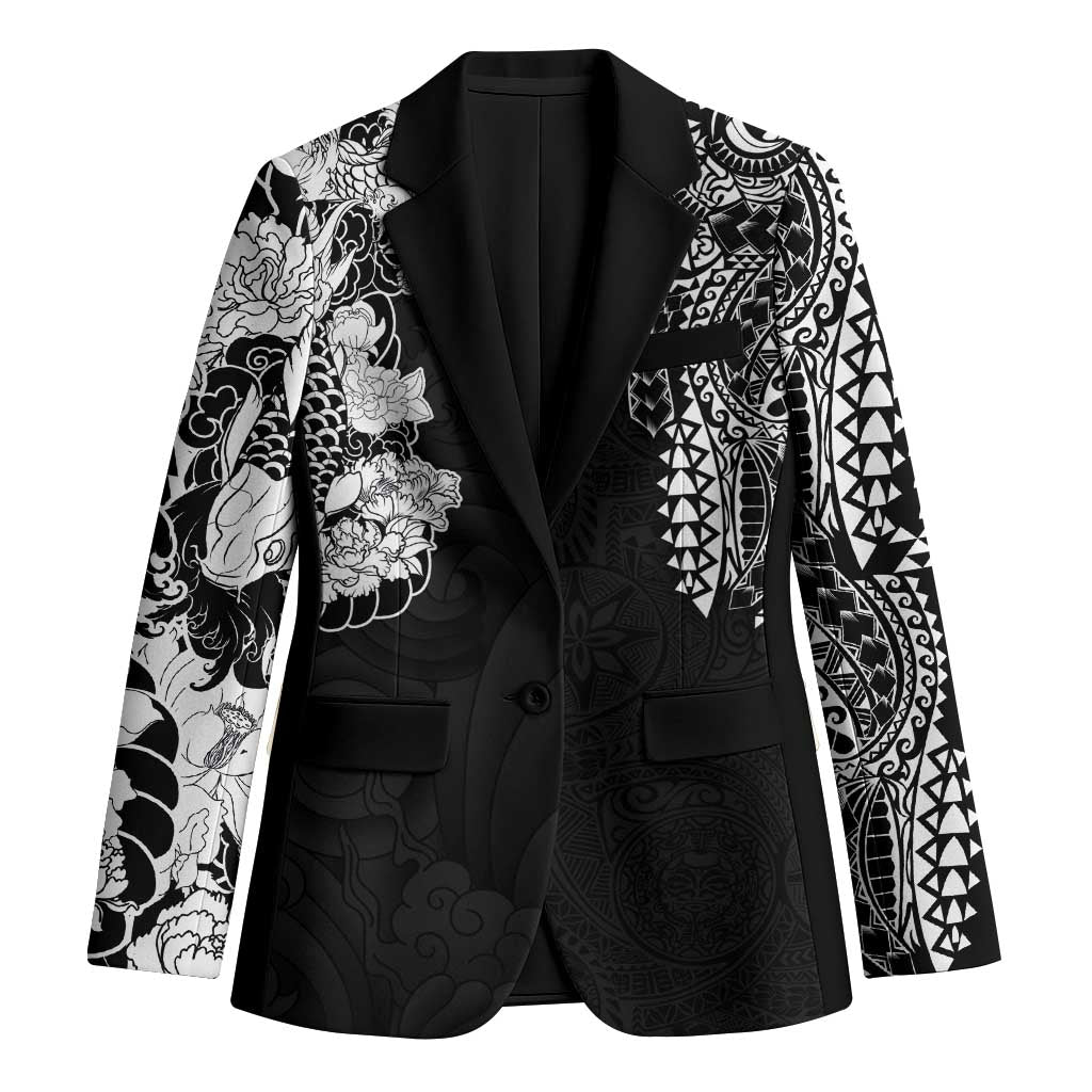 Japanese Irezumi and Hawaiian Polynesian Art Tattoo Blazer Black Color LT03 Unisex Black - Polynesian Pride