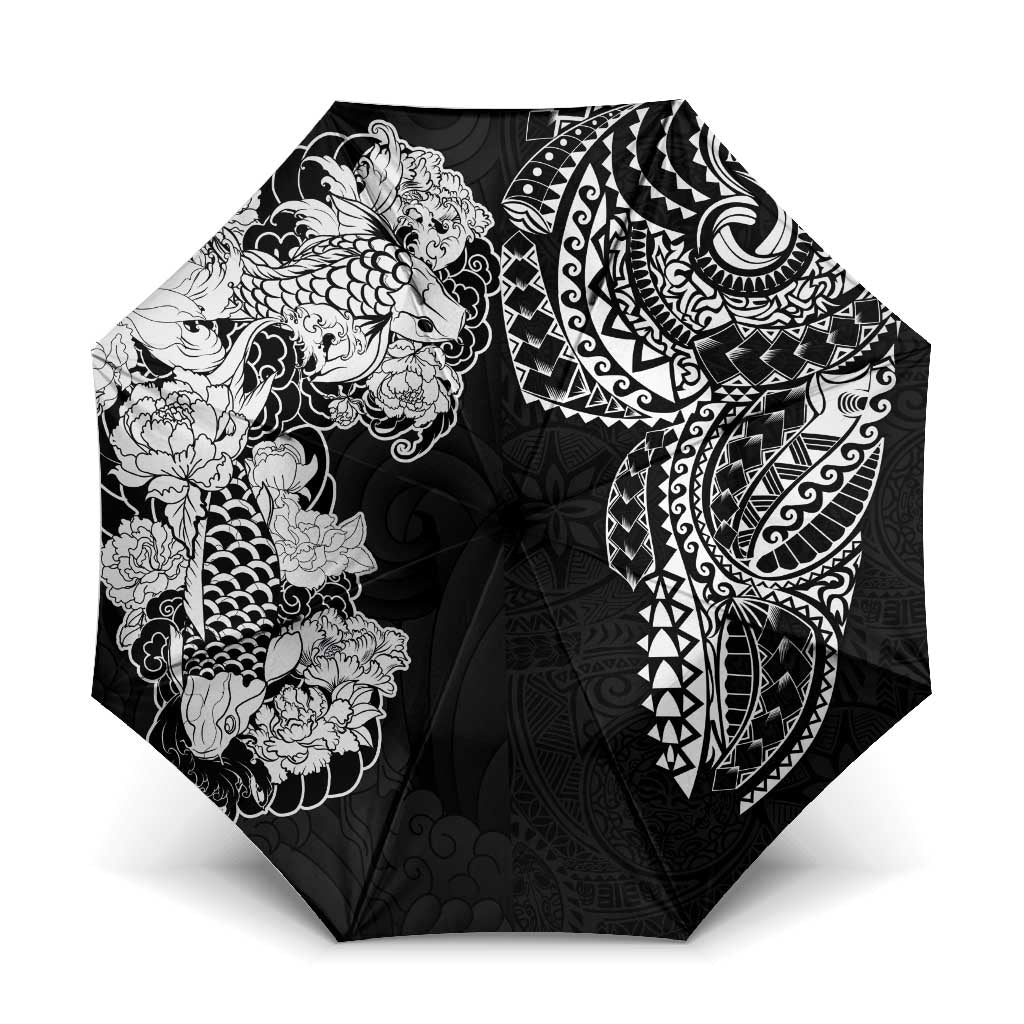 Japanese Irezumi and Hawaiian Polynesian Art Tattoo Umbrella Black Color LT03 One Size Folded 11.42 inch Opened Diameter 37.4 inch Black - Polynesian Pride