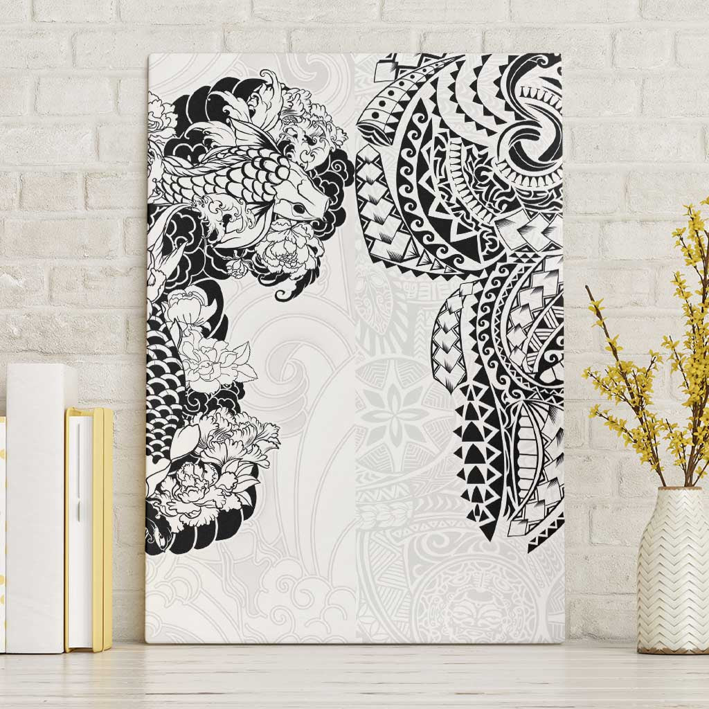 Japanese Irezumi and Hawaiian Polynesian Art Tattoo Canvas Wall Art White Color LT03 Without Frame White - Polynesian Pride