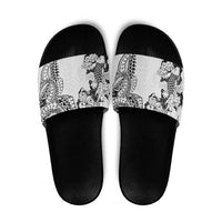 Japanese Irezumi and Hawaiian Polynesian Art Tattoo Slide Sandals White Color LT03 White - Polynesian Pride