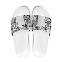 Japanese Irezumi and Hawaiian Polynesian Art Tattoo Slide Sandals White Color LT03 White - Polynesian Pride