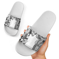 Japanese Irezumi and Hawaiian Polynesian Art Tattoo Slide Sandals White Color LT03 - Polynesian Pride