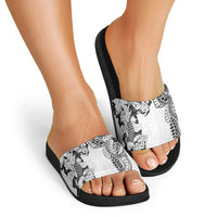 Japanese Irezumi and Hawaiian Polynesian Art Tattoo Slide Sandals White Color LT03 - Polynesian Pride